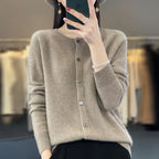 Cardigan ampio in pura lana 100% - Maglione girocollo autunno/inverno da donna