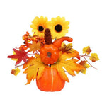 Magia d'autunno | Zucca decorativa con fiori artificiali | 25| 30cm| Decorazioni autunnali e di Halloween
