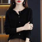 Nalani - Comodo maglione/cardigan in lana merino 100% con dettagli con bottoni