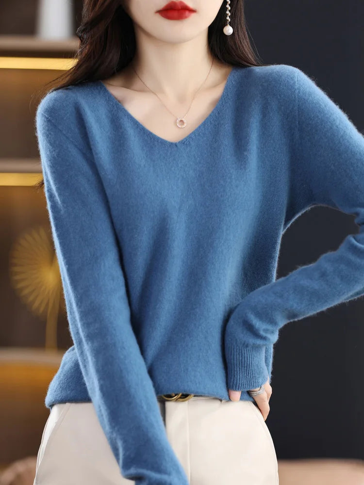 Maglione da donna con scollo a V in lana merino Kirrea Kirrea