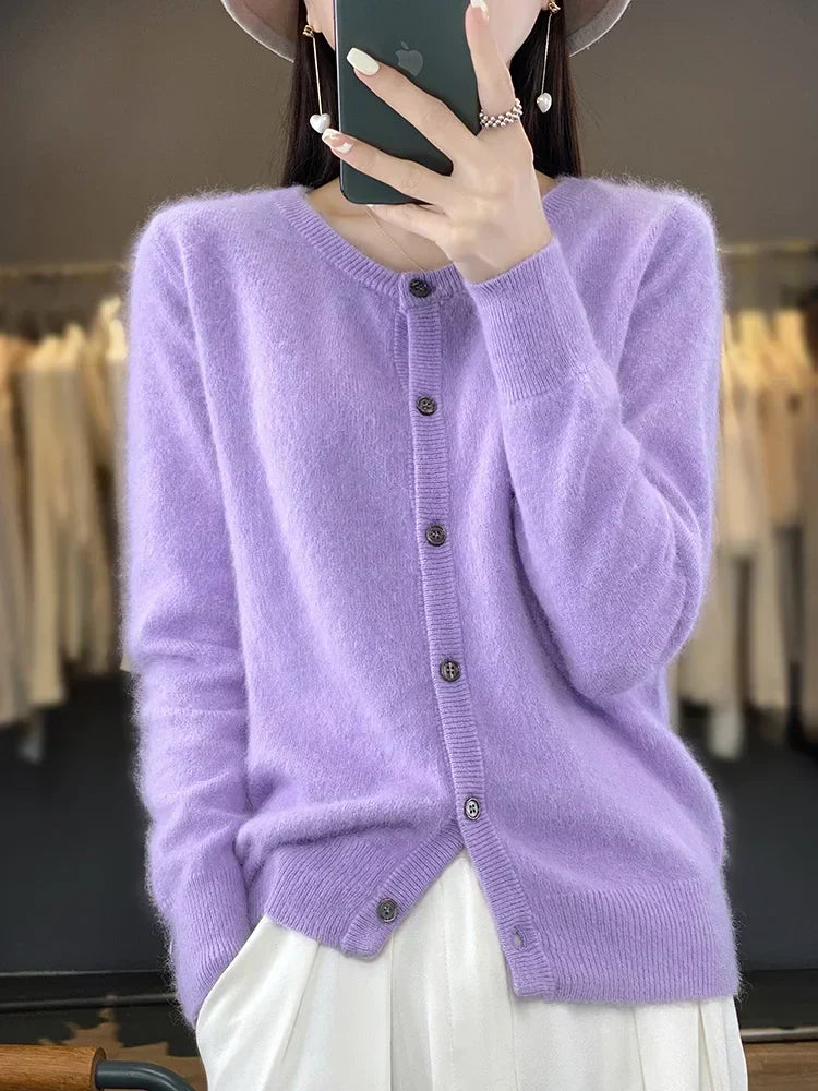 Celine: Maglione/Cardigan Super Caldo | Maglia in Puro Cashmere 100%.