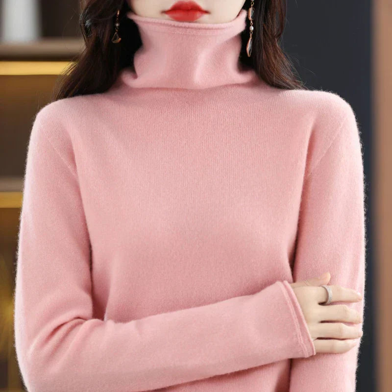 Mathilde: Maglione Pullover Dolcevita in 100% Lana Merino