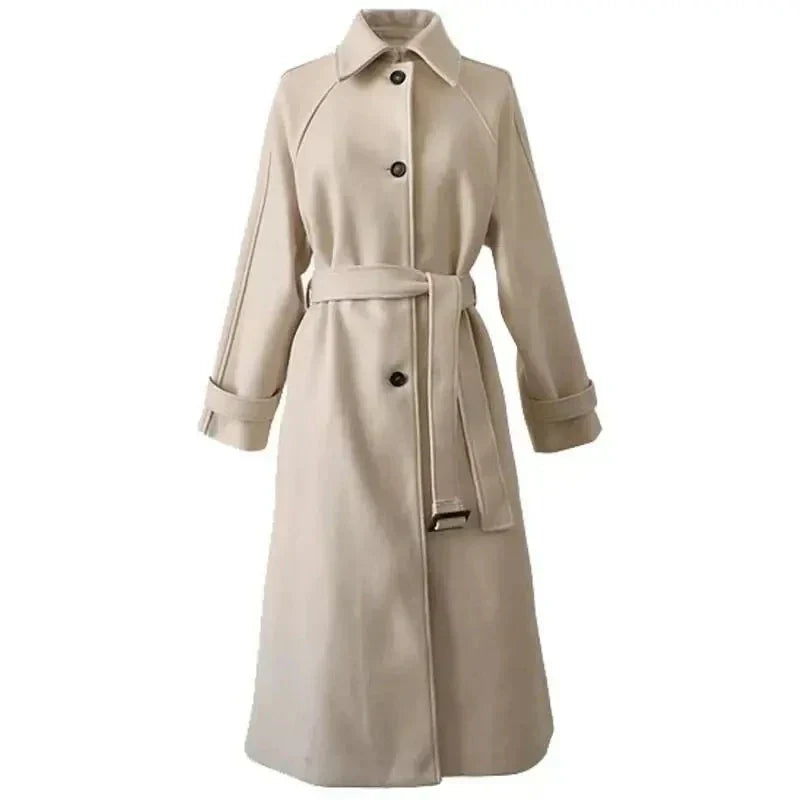 Cappotto lungo da donna con cintura | Elegante e caldo per l'inverno