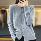 Nalani - Comodo maglione/cardigan in lana merino 100% con dettagli con bottoni