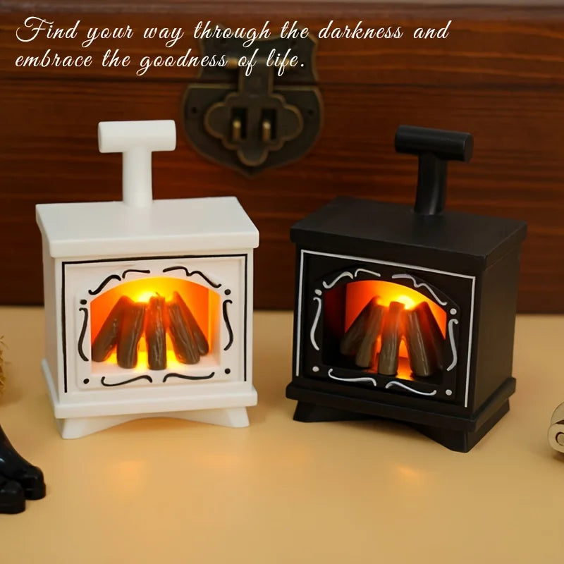 Caminetto per casa delle bambole Minoria in miniatura | Con effetto luce | Scala 1:12 | Natale e decorazioni per la casa | 7×4,9 cm