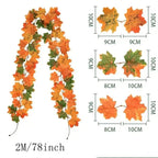 Ghirlanda autunnale Aurelia | Ghirlanda di foglie d'acero artificiali | 200cm| Decorazioni per la casa e il giardino