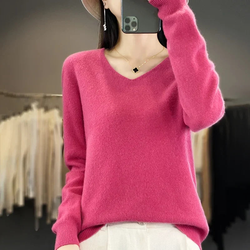 Maglione da donna con scollo a V in lana merino Kirrea Kirrea
