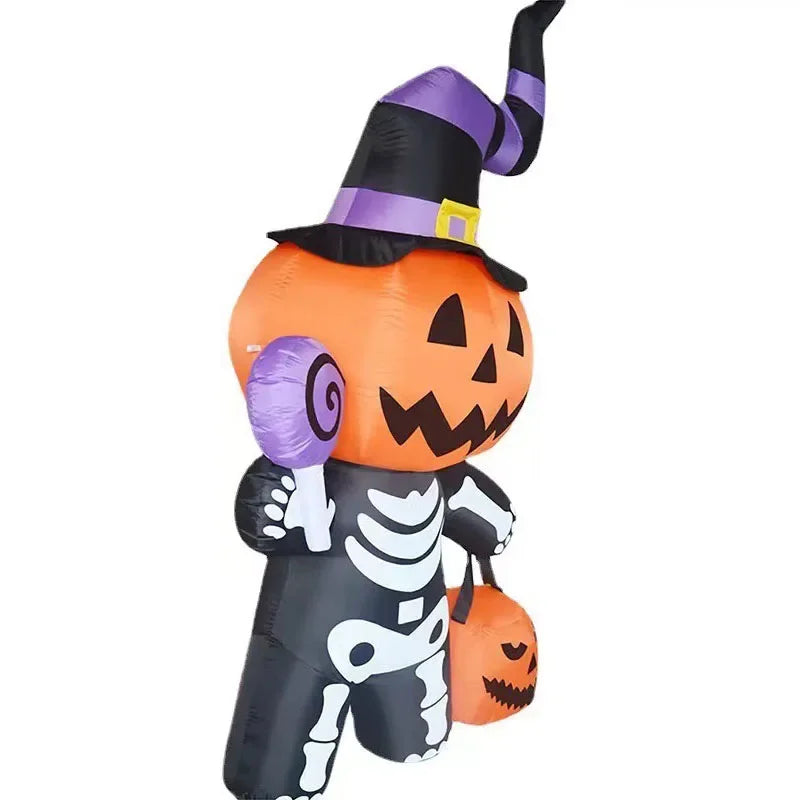 Decorazione da cortile con teschio di zucca gonfiabile da 1,8 m di Halloween 2025