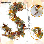 AutumnPumpkin Ghirlanda autunnale con foglie di acero e zucche | Decorazione della porta d'ingresso