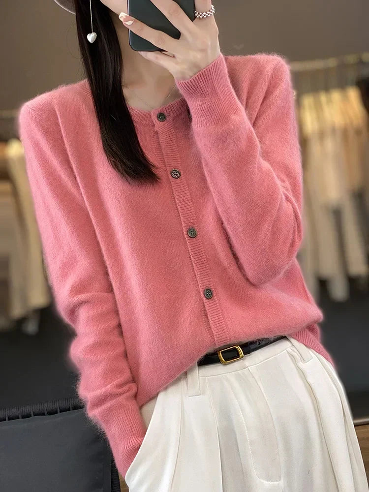 Celine: Maglione/Cardigan Super Caldo | Maglia in Puro Cashmere 100%.