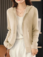 Cardigan/maglione con cerniera e cappuccio in misto lana Lana | Cappotto lavorato a maglia spessa per l'autunno e l'inverno