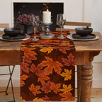 Runner da tavola Autumna LeafRunner in lino | Decorazione autunnale con foglia d'acero | Lavabile e durevole | 150| 200×33 centimetri