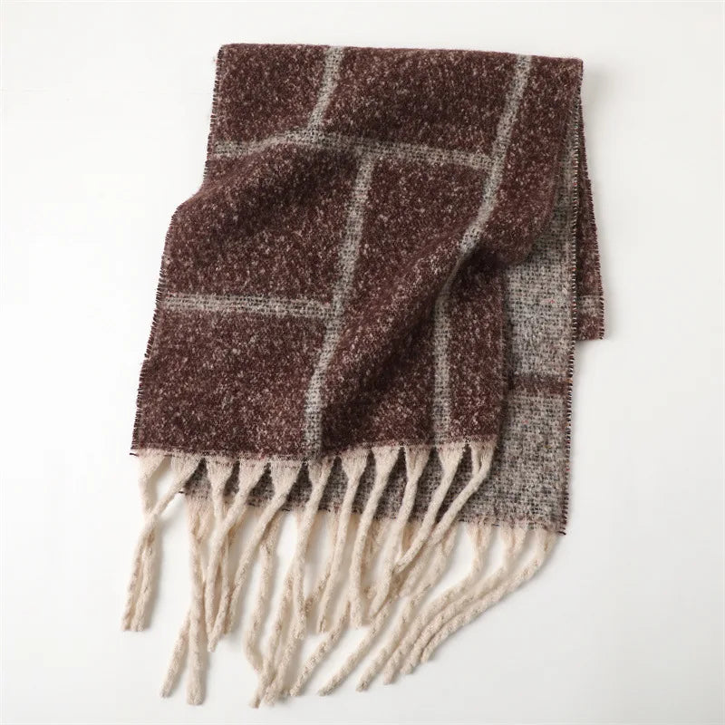 CashmiraLux | Sciarpa e stola invernali da donna | Mix cashmere-pashmina | 220×42cm| Con Frange