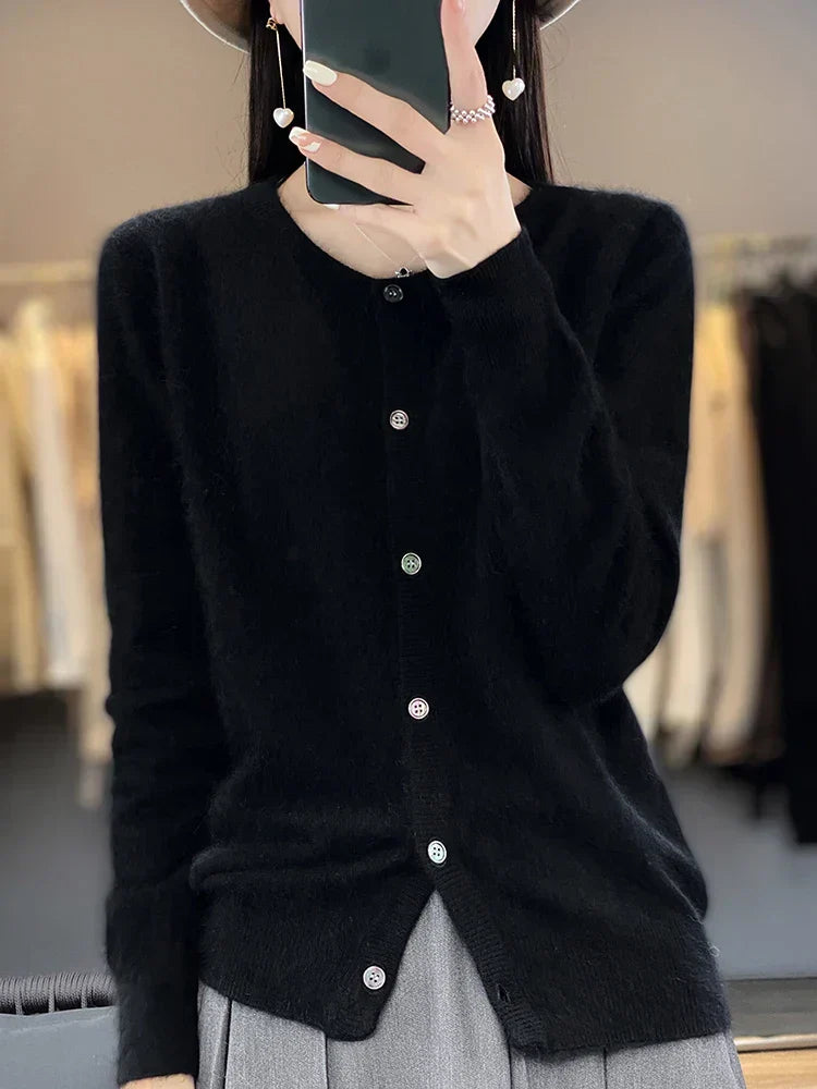 Celine: Maglione/Cardigan Super Caldo | Maglia in Puro Cashmere 100%.
