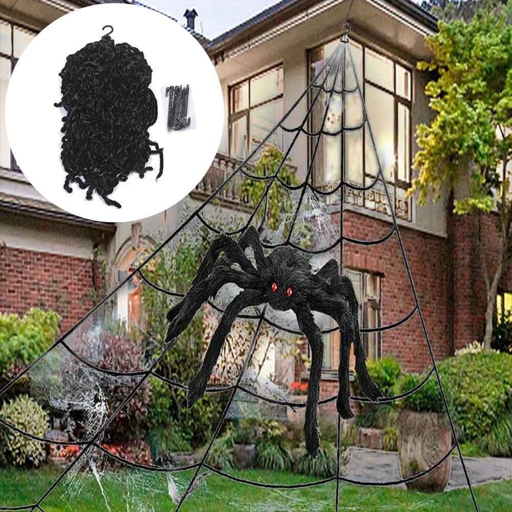 CreepyWeb Ragnatela XXL | Triangolare | 5 metri| Soffice decorazione di Halloween per giardino e casa