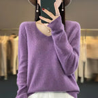 Maglione da donna con scollo a V in lana merino Aurelle, essenziale per tutti i giorni