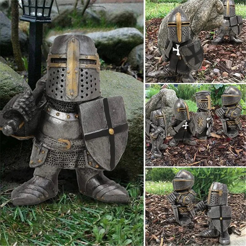 Set di statue da giardino del cavaliere Decorazione da giardino medievale Collezione di gnomi Autunno 2026 Tendenza