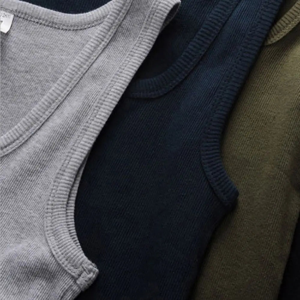 Canotta in cotone traspirante da uomo | collo tagliato, vestibilità casual, gilet in maglia estiva solido