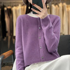 Cardigan ampio in pura lana 100% - Maglione girocollo autunno/inverno da donna