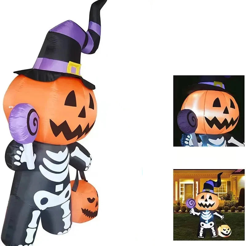 Decorazione da cortile con teschio di zucca gonfiabile da 1,8 m di Halloween 2025