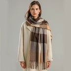 Sciarpa oversize da donna a quadri - Morbida lana, invernale con frange