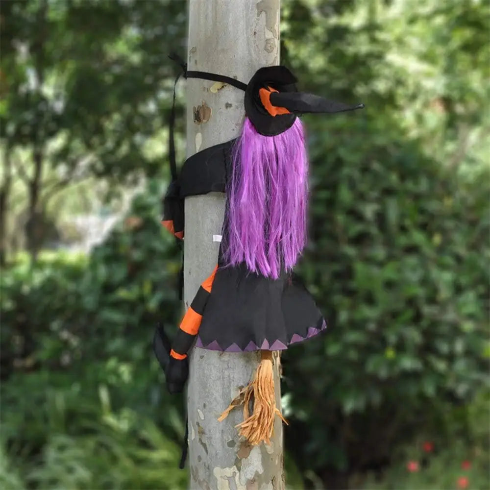 Decorazione dell'albero della strega di Halloween Decorazione in tessuto non tessuto da appendere al cortile esterno Autunno 2025 Display spettrale che si schianta