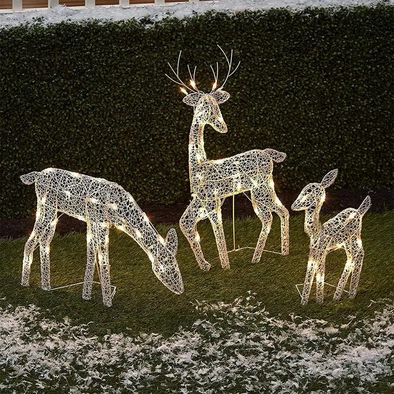 Set di decorazioni per esterni con renne con luci di Natale