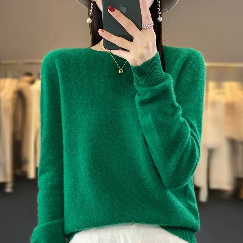 Adriana: Maglia da Donna 100% Lana Merino con scollo a O