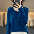 Maglione da donna con scollo a V in lana merino Aurelle, essenziale per tutti i giorni