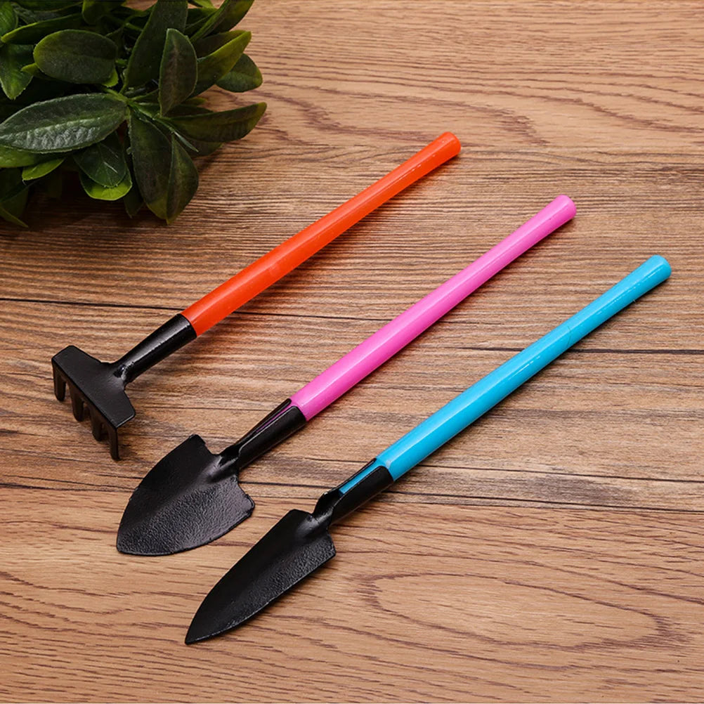 Set mini attrezzi da giardino Florinita da 3 pezzi | Cazzuola, rastrello e pala | Per piante d'appartamento e bonsai | Lunghezza 22 cm