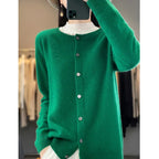 Cardigan ampio in pura lana 100% - Maglione girocollo autunno/inverno da donna