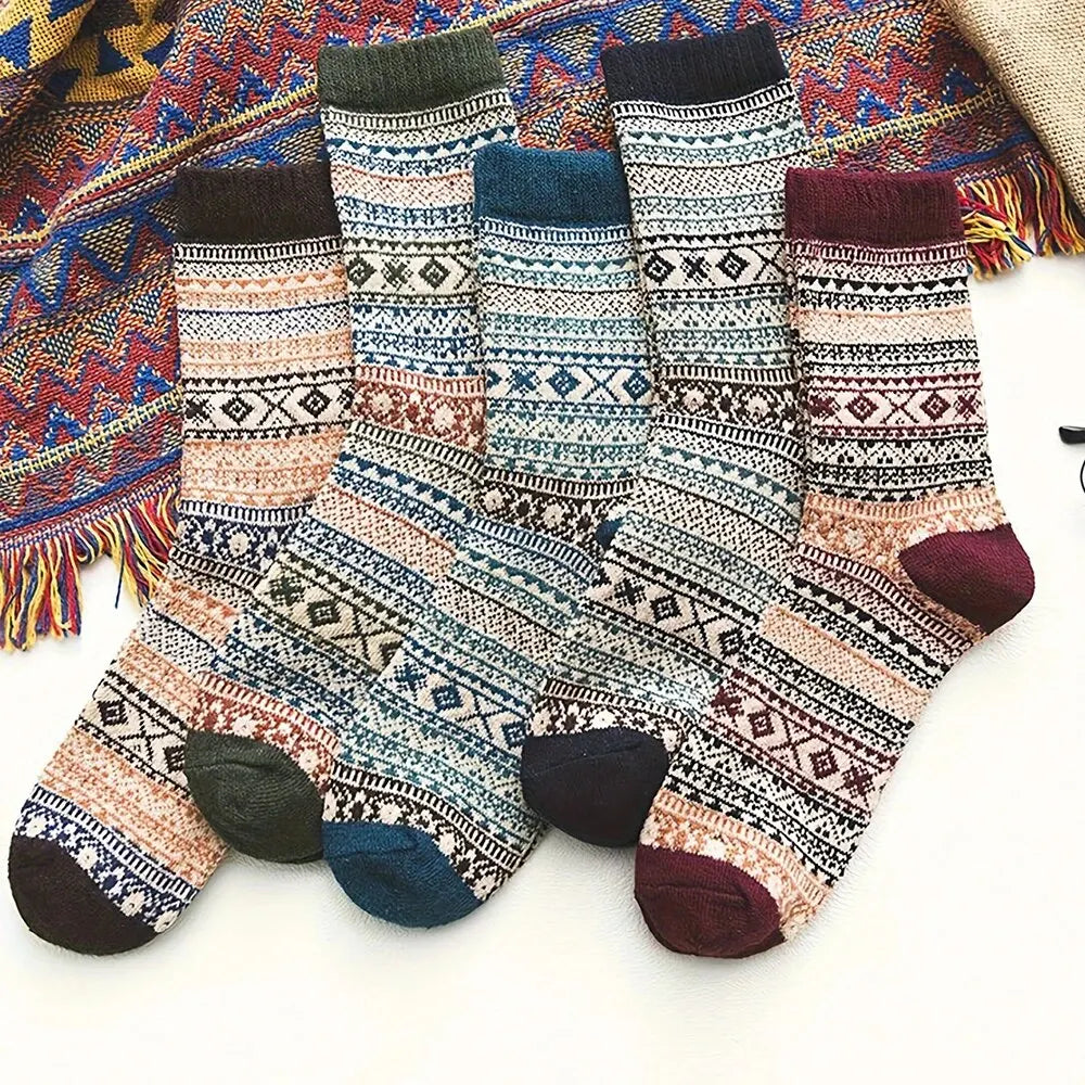Woolina | Set calzini di lana da donna | 5 paia | Extra spesso e caldo | Autunno e inverno