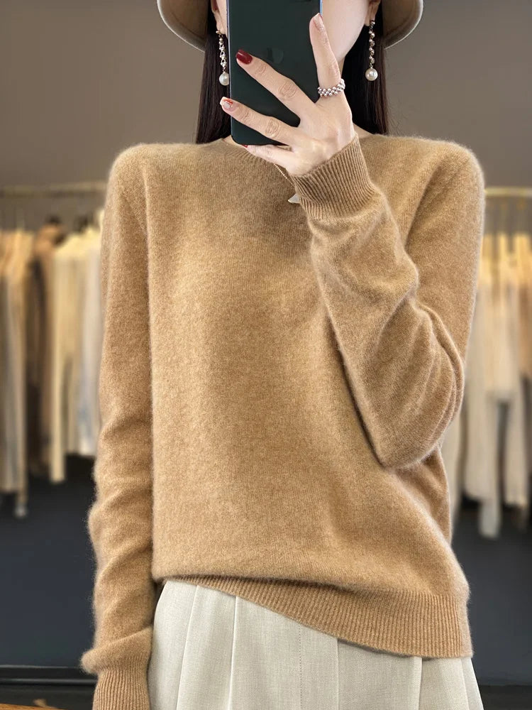 Adriana: Maglia da Donna 100% Lana Merino con scollo a O