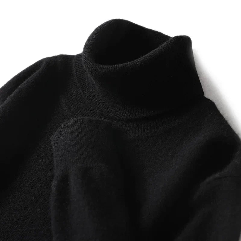 Maglione dolcevita da uomo in pura lana al 100% - Maglione lavorato a maglia sciolto di grandi dimensioni per autunno e inverno