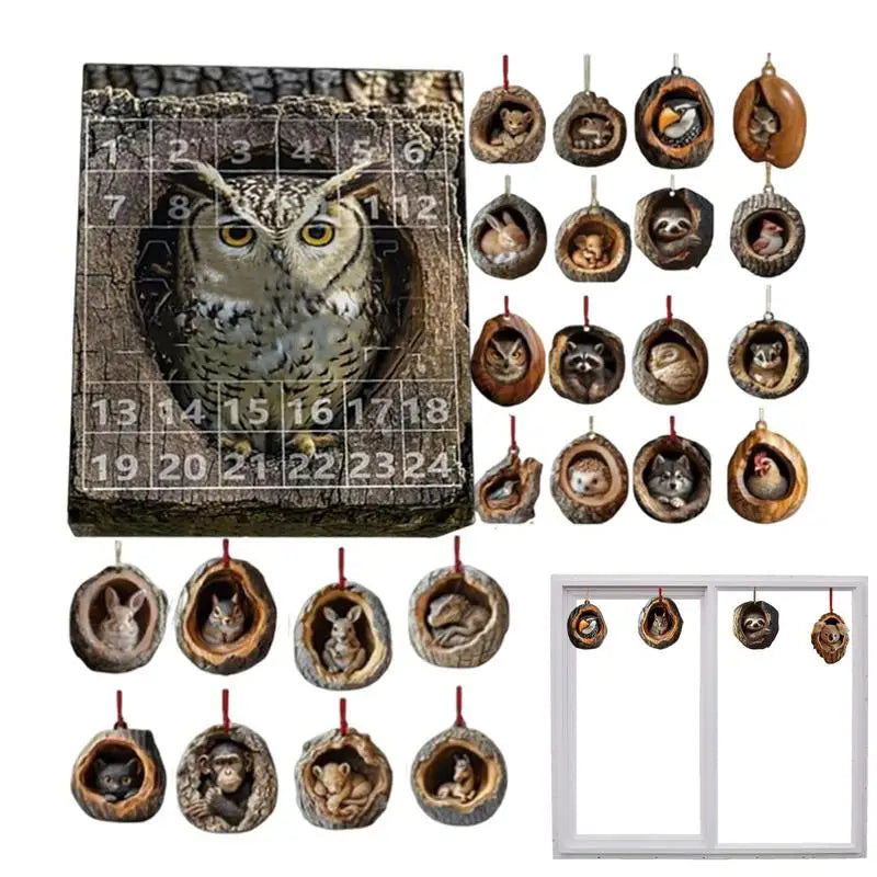 Calendario dell'Avvento con gatto, conto alla rovescia, ornamenti per albero da appendere