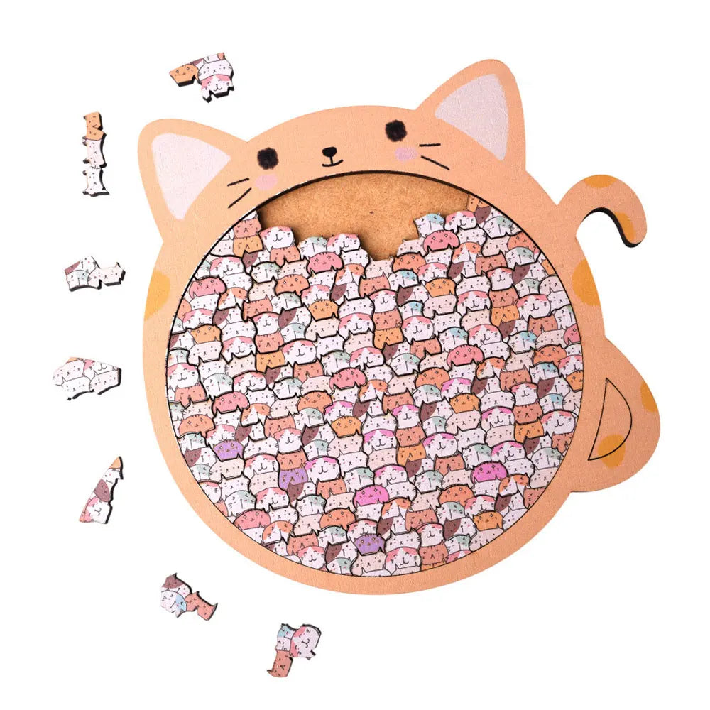 Puzzle artistico in legno Cat Craze in legno