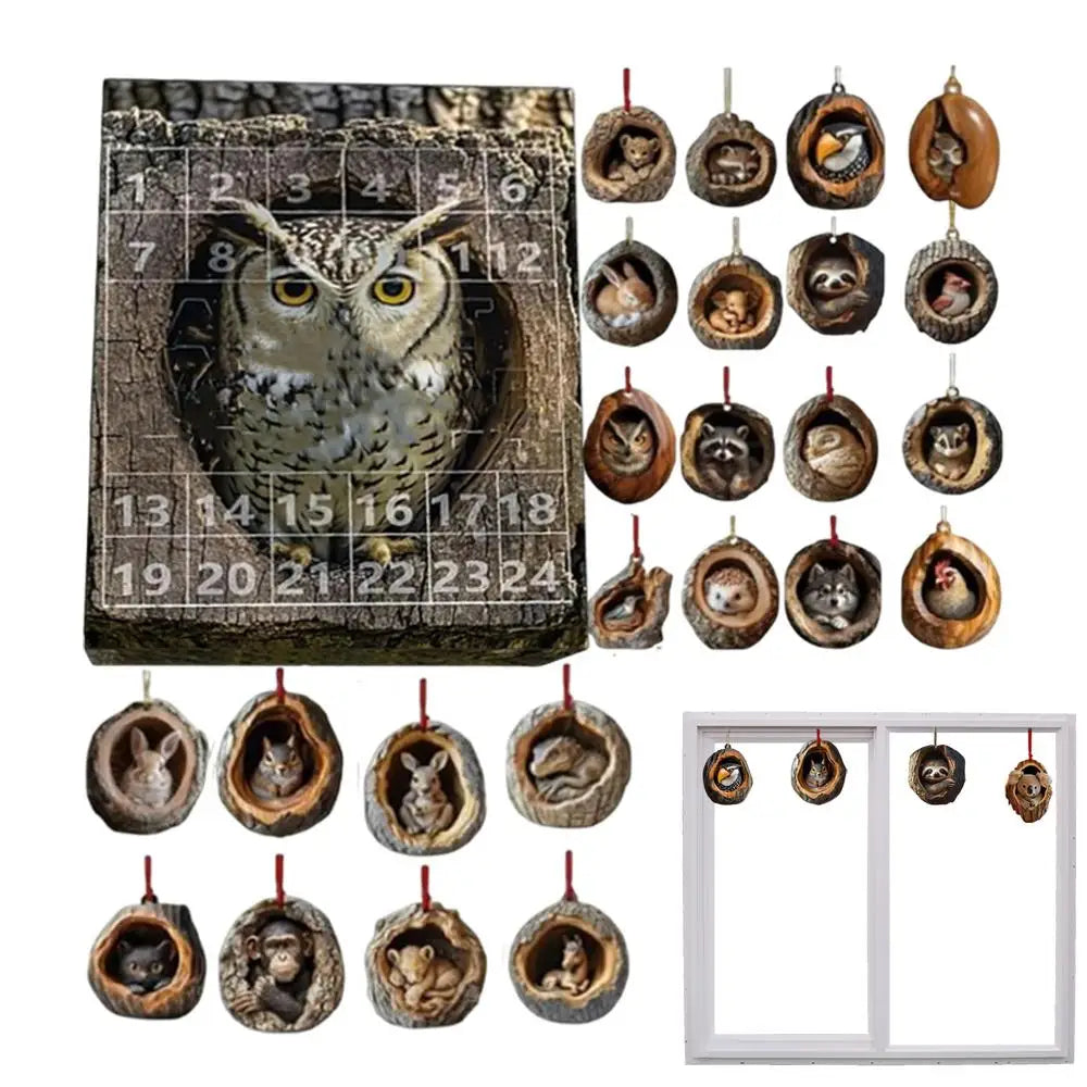 Calendario dell'Avvento con gatto, conto alla rovescia, ornamenti per albero da appendere