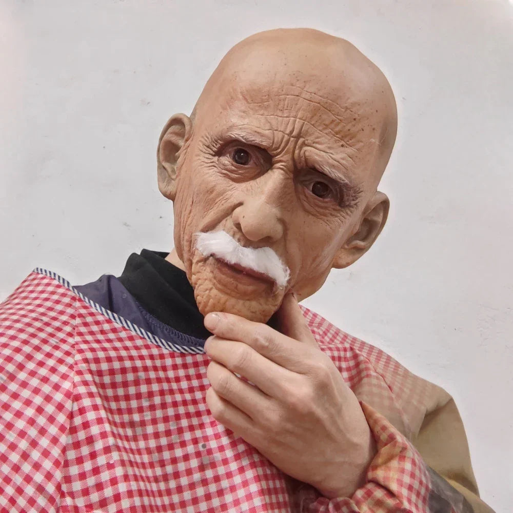Maschera da uomo anziano in lattice realistico a testa intera Halloween 2025