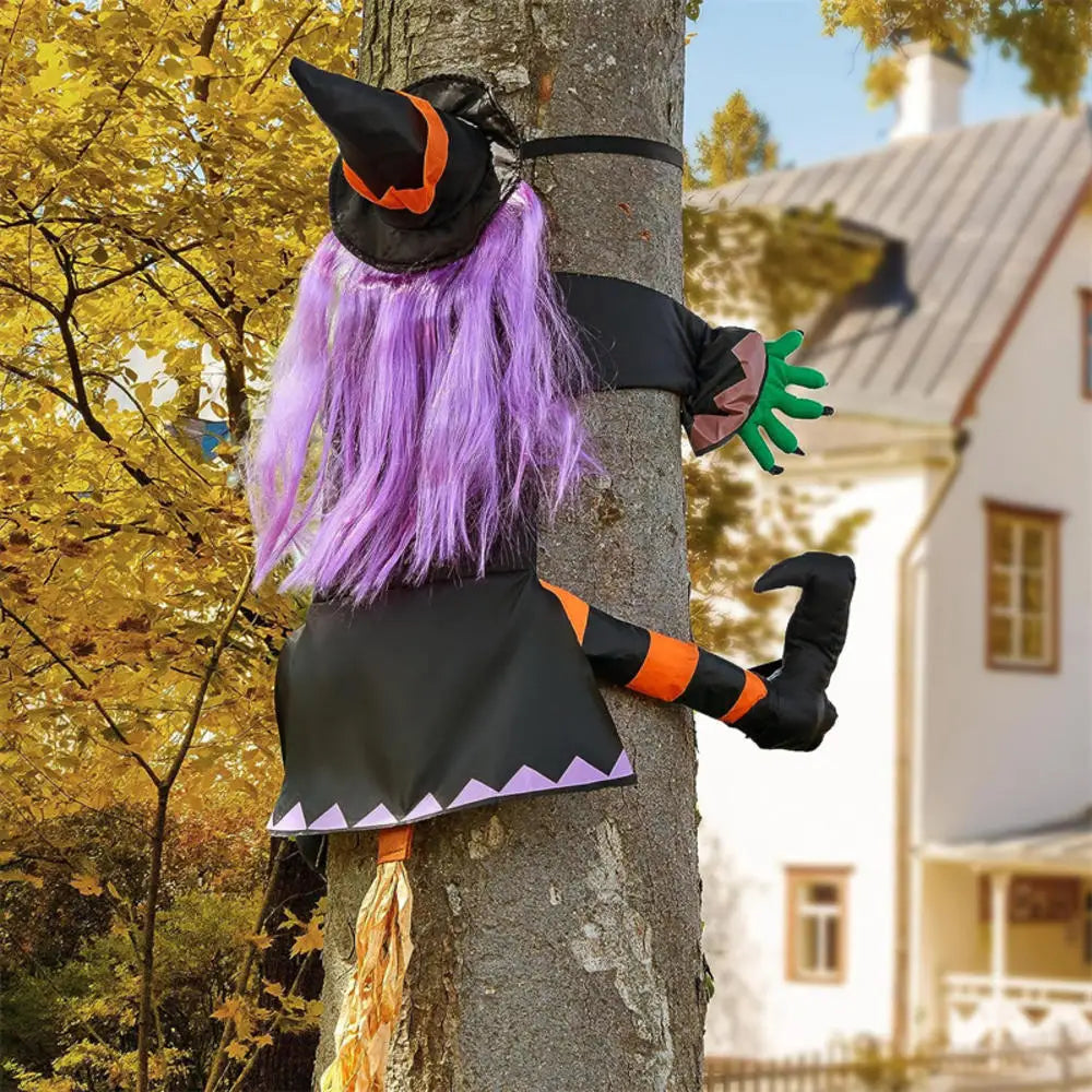 Decorazione dell'albero della strega di Halloween Decorazione in tessuto non tessuto da appendere al cortile esterno Autunno 2025 Display spettrale che si schianta
