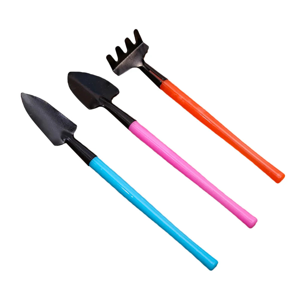 Set mini attrezzi da giardino Florinita da 3 pezzi | Cazzuola, rastrello e pala | Per piante d'appartamento e bonsai | Lunghezza 22 cm