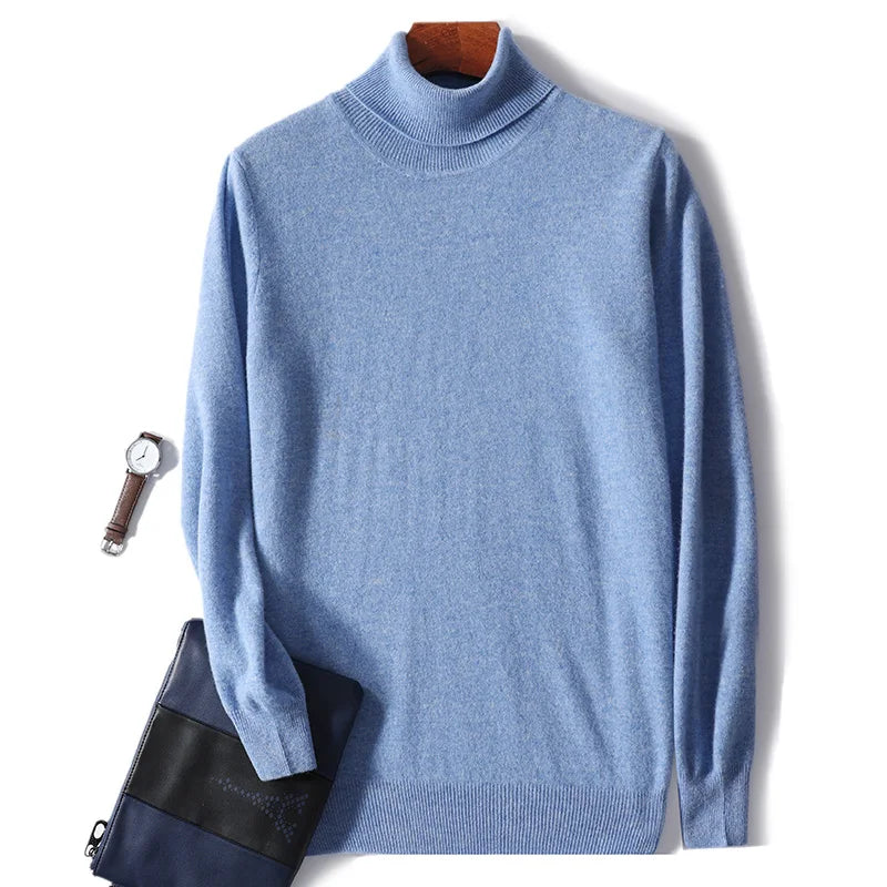 Maglione dolcevita da uomo in pura lana al 100% - Maglione lavorato a maglia sciolto di grandi dimensioni per autunno e inverno