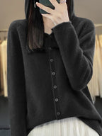 Pauline: maglione cardigan in lana 100% per l'inverno