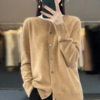 Cardigan ampio in pura lana 100% - Maglione girocollo autunno/inverno da donna