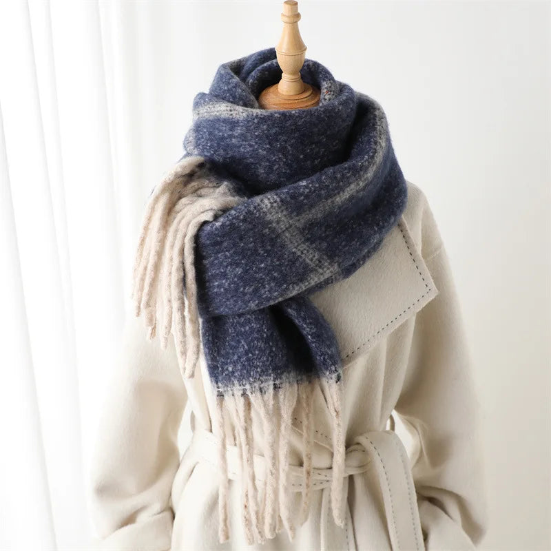 CashmiraLux | Sciarpa e stola invernali da donna | Mix cashmere-pashmina | 220×42cm| Con Frange