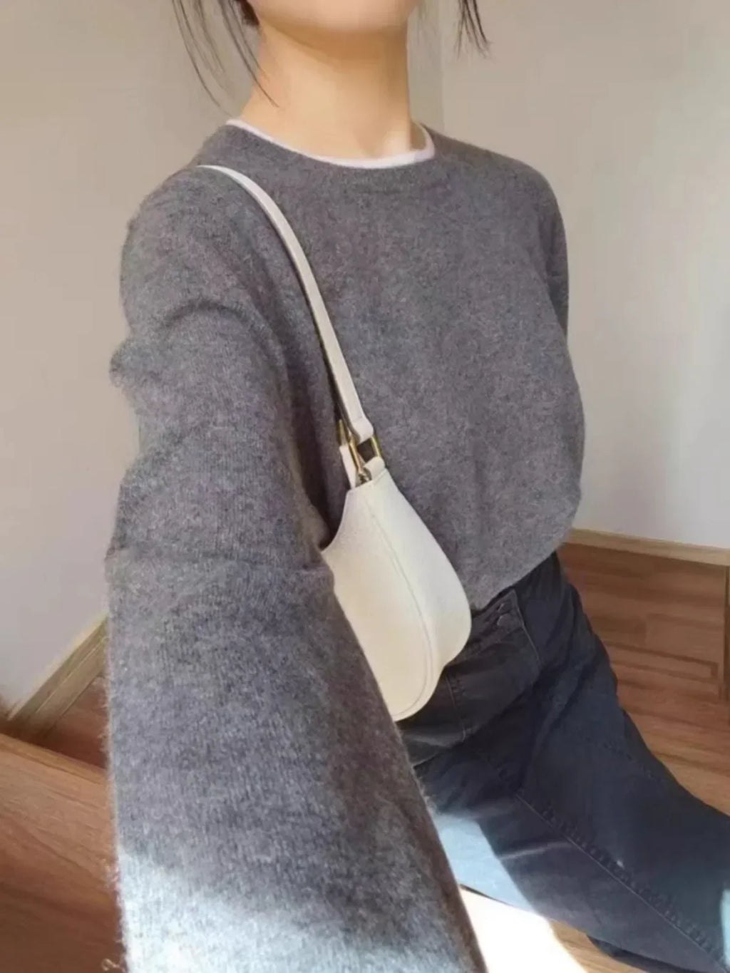 Maglione da Donna Girocollo in Puro Cashmere 100% Capra Imperoe | Pullover ampio lavorato a maglia autunno/inverno