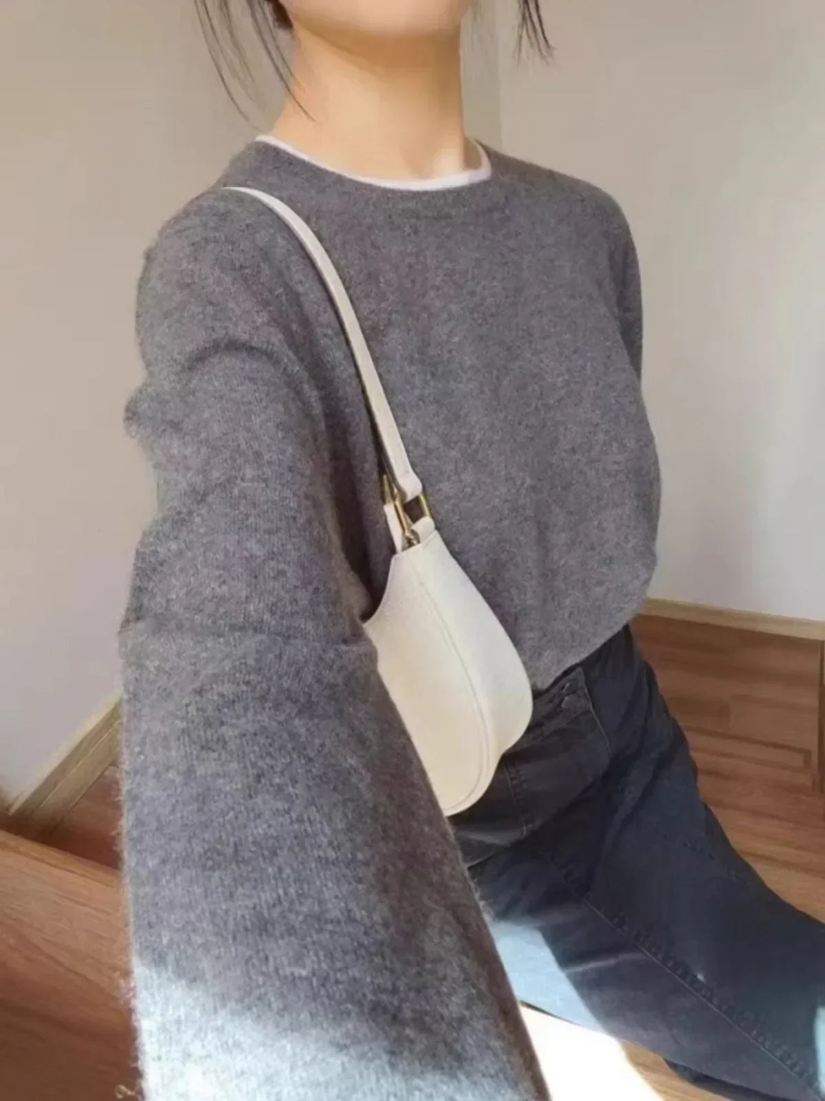 Maglione da Donna Girocollo in Puro Cashmere 100% Capra Imperoe | Pullover ampio lavorato a maglia autunno/inverno