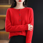 Nalani - Comodo maglione/cardigan in lana merino 100% con dettagli con bottoni