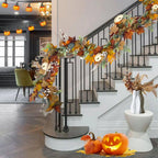 AutumnPumpkin Ghirlanda autunnale con foglie di acero e zucche | Decorazione della porta d'ingresso