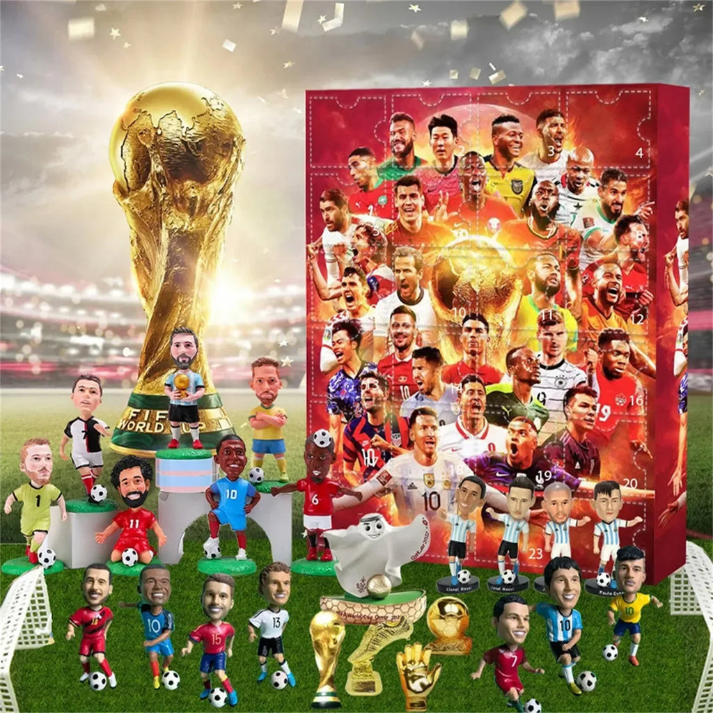 Calendario dell'Avvento calcistico 2025 - Set per il conto alla rovescia di 24 giorni per bambini, divertenti regali sportivi di Natale