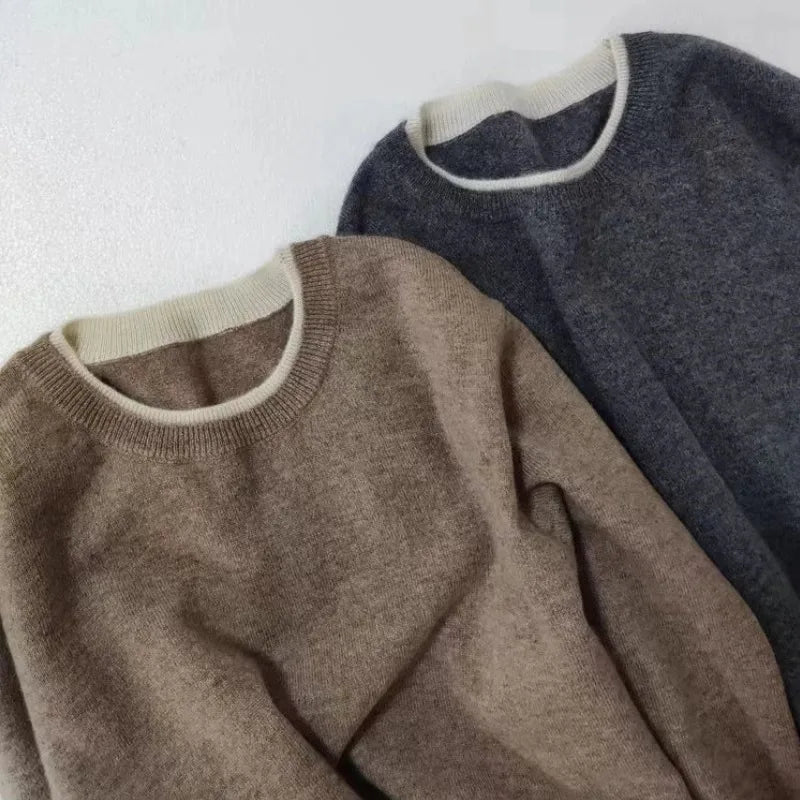 Maglione da Donna Girocollo in Puro Cashmere 100% Capra Imperoe | Pullover ampio lavorato a maglia autunno/inverno